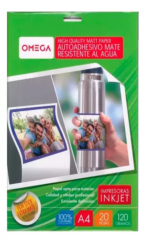 Papel Adhesivo Mate OMEGA (resistente al Agua) x 1 hoja