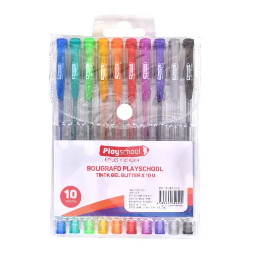 Bolígrafo Gel Glitter Play School x10