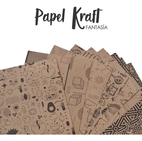 Papel Kraft con Diseño A4 x Unidad 